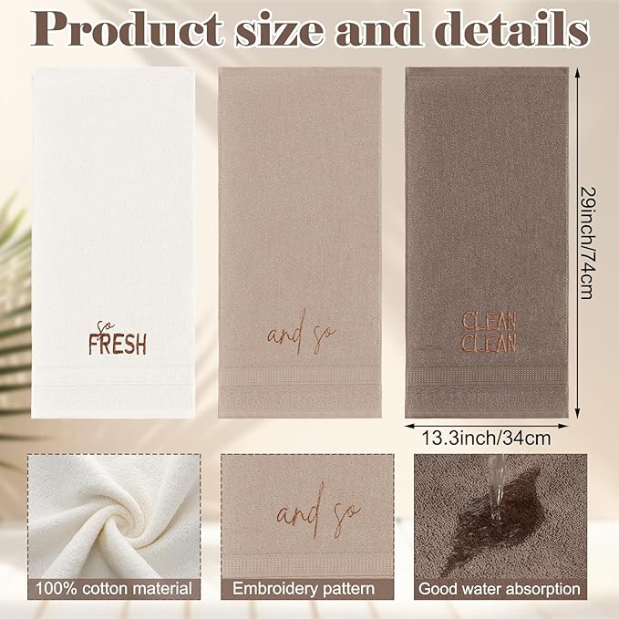 3 Pcs So Fresh and So Clean Clean Farmhouse Decorative Hand Towels - Image 2