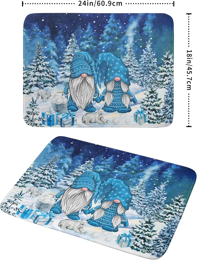 Winter Blue Gnome Dish Drying Mat - Image 2