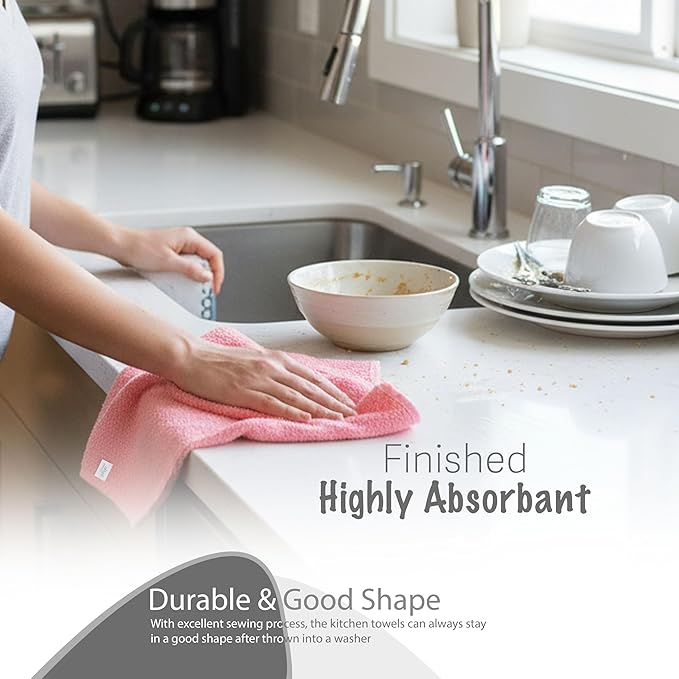 Basic Wash Cloths 12x12 Inches – Bulk Pack of 24 – Rose Pink Color – Soft and - Image 4