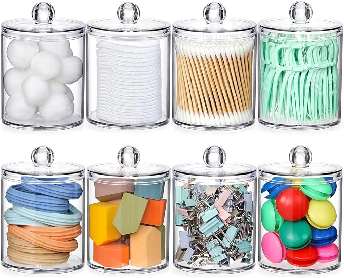 AOZITA 8 Pack Acrylic Qtip Holder Dispenser - Image 8