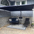 PURPLE LEAF 8 Feet Square Cantilever Umbrella Patio Umbrella with Base Outdoor Umbrella Aluminum Offset with 360-degree Rotation for Garden Deck Pool Patio, Navy Blue by PURPLELEAF