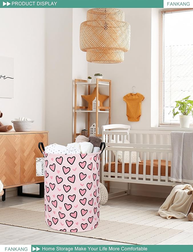 FANKANG Storage Basket, Nursery Hamper Canvas Laundry Basket Foldable - Image 4
