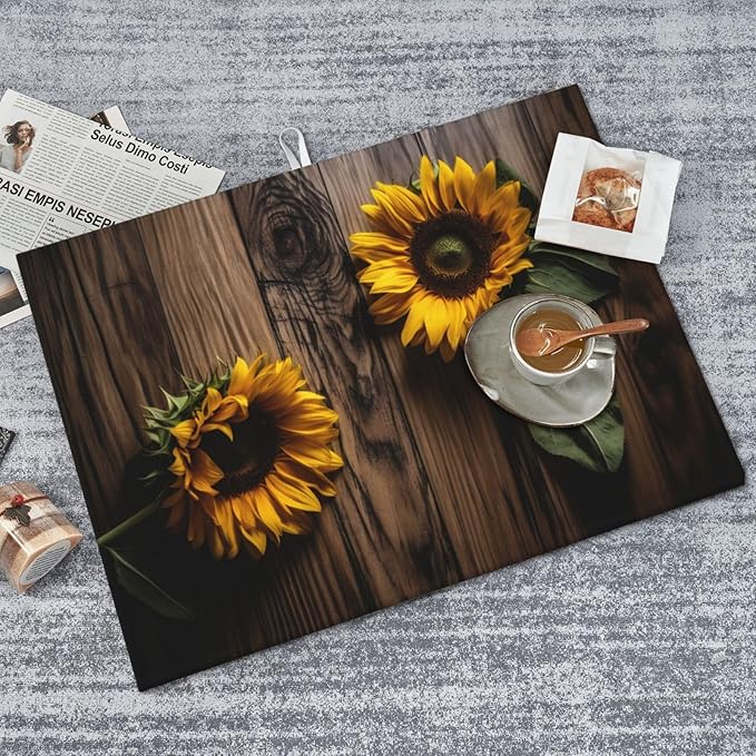 Sunflower Dish Drying Mat for Kitchen Counter Decor 18x24 Inch Floral Absorbent - Image 8