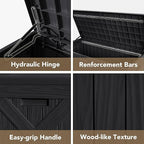Devoko 120 Gallon Deck Box Resin Outdoor Storage Box Waterproof for Patio, Large Outdoor Storage Bench Lockable for Outside (Black) - Image 7