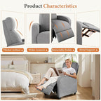 Sweetcrispy Recliner Chair Fabric Recliner Sofa No Massage, Home Theater Seating with Lumbar Support, Adjustable Push Back Overstuffed High-Density Sponge Reclining for Living Room, Slate Gray - Image 5