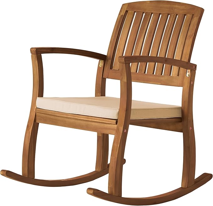 Christopher Knight Home Selma Acacia Rocking Chairs with Cushions, 2-Pcs Set, Teak Finish - Image 5
