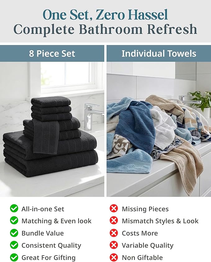 Casa Platino 100% Cotton Bath Towel Pack of 8 - Image 6