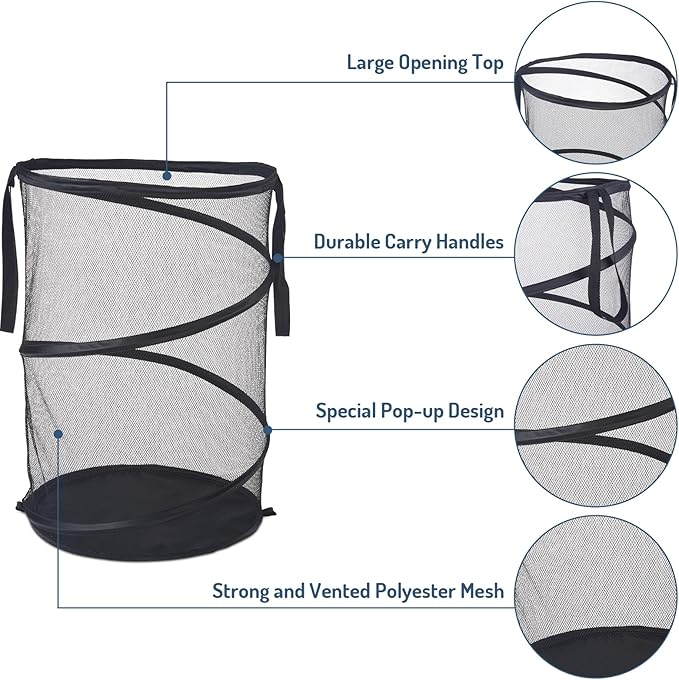 Seiritex 2Pcs Mesh Popup Laundry Hamper 115L Extra Large Collapsible Laundry - Image 5