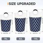 Large Laundry Basket Laundry Hamper Bag Washing Bin Clothes Bag Collapsible Tall - Image 2