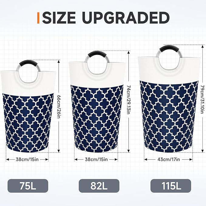 Large Laundry Basket Laundry Hamper Bag Washing Bin Clothes Bag Collapsible Tall - Image 2