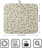 Spring Summer Daisy Floral Leaf Dish Drying Pad 16 x 18 Inch - Image 2