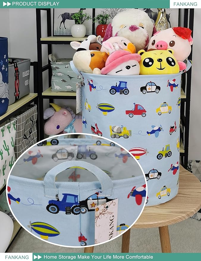 FANKANG Storage Basket, Nursery Hamper Canvas Laundry Basket Foldable - Image 5