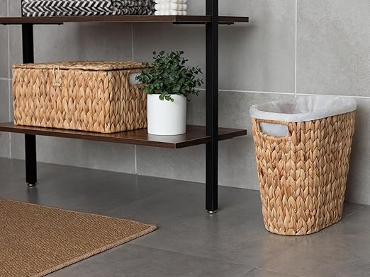 StorageWorks Wicker Waste Basket, Handwoven Water Hyacinth Trash Can - Image 8