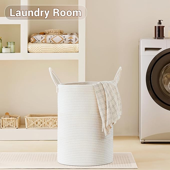 Tall Laundry Basket with Handles, 72L Portable Dirty Clothes Hamper, Boho - Image 6