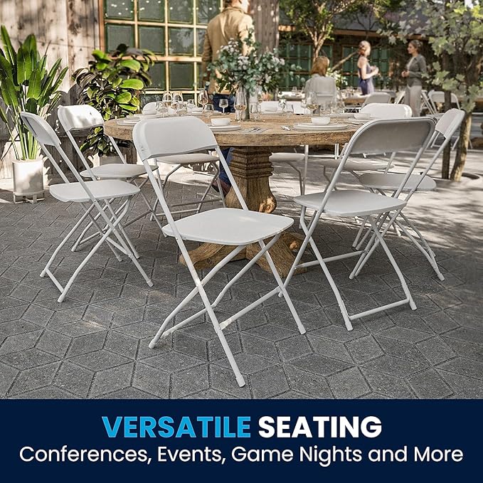 Flash Furniture Hercules Series Plastic Folding Chairs for Parties and Weddings, Stackable Commercial Event Seats with 650-lb. Static Weight Capacity, Set of 6, White - Image 10
