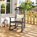 Patio Rocking Chair Outdoor Set of 1,Weather Resistant Poly Resin Oversized Porch Rocker,High Back Smooth Design,350lb Weight Capacity,Indoor Outdoor Use - Image 2