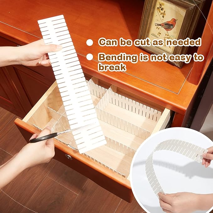 Vesici 80 Pcs Drawer Dividers Adjustable Plastic Organizer DIY Separators - Image 5