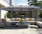 SUPERJARE 13FT Outdoor Umbrella for Patio, Double sided Pool Umbrellas with Fade Resistant Canopy, Large Table Umbrella for Deck, Market, Backyard - Gray - Image 2