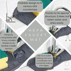 HEFA Faucet Splash Guard 14.50" x 5.50", Ø 2.45 – Silicone Faucet Mat - Image 4