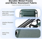 Nazhura Set of 2 Relaxing Recliners Patio Chairs Adjustable Steel Mesh Zero Gravity Lounge Chair Beach Chairs with Pillow and Cup Holder (Dark Green) - Image 5