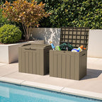 Greesum 31 Gallon Deck Box for Outside, All Weather Outdoor Storage Boxes for Patio Furniture Set, Package Delivery Box, Garden Tools, Light Coffee(Set of 2) - Image 2