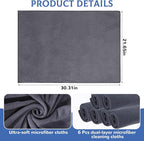 6 Pcs Extra Large Microfiber Cleaning Cloth Reusable Microfiber Towels Thick - Image 2