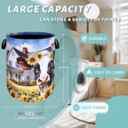 Cows Sunflower Laundry Basket Cow Foldable Funny Laundry Hamper Oxford Cloth - Image 2