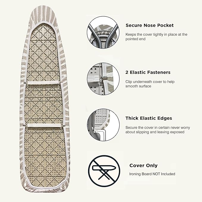 Ironing Board Cover and Pad 15"x54" Extra Thick Natural Cotton, Scorch and - Image 3