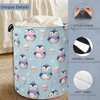 Cute Penguin Laundry Basket, Snowflake Cake Foldable Oxford Cloth Tote Bag - Image 3