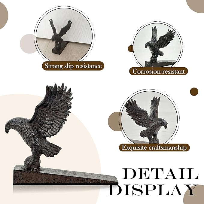 Bald Eagle Cast Iron Door Stop – Heavy Duty Decorative Door Stop, Vintage Style - Image 4