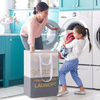 ELONG HOME 2 Pack Laundry Baskets, 92L Freestanding Laundry Basket - Image 2