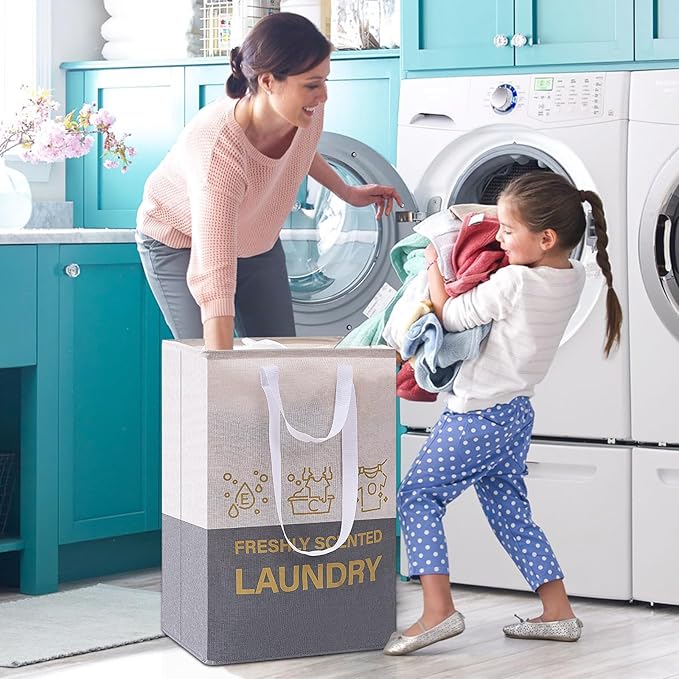 ELONG HOME 2 Pack Laundry Baskets, 92L Freestanding Laundry Basket - Image 2