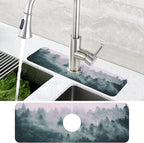 Foggy Forest Dish Drying Mat for Kitchen Sink Splash Guard Behind Faucet Sink - Image 4