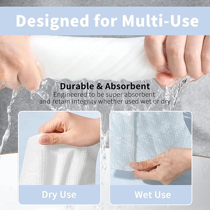 Disposable Face Towels, Ultra Soft Biodegradable Dry Wipes, Makeup Remover - Image 3