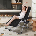 VINGLI Padded Zero Gravity Chair, Lounge Chair with Removable Cushion & Tray， Folding Reclining Patio Chairs， Recliner Chair for Lawn，Indoor Outdoor-Black - Image 2