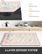 Rnivvi Dish Drying Mat for Kitchen Counter, 12 x 19" Cute Flower Theme Super - Image 4
