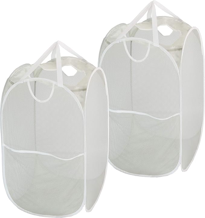 Simple Houseware Mesh Pop-Up Laundry Hamper Basket - Image 2