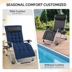 VINGLI 29" Padded Zero Gravity Chair, Lounge Chair with Removable Cushion & Tray， Folding Reclining Patio Chairs， Recliner Chair for Lawn，Indoor Outdoor-Blue - Image 7
