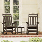 LUE BONA Outdoor Rocking Chairs Set, 3-Piece, Poly Porch Rockers with Table, Plastic Weather Resistant Rocking Chair Set for Outdoor Indoor, Garden, Backyard, 350lb, Brown, Chairs+Table - Image 2