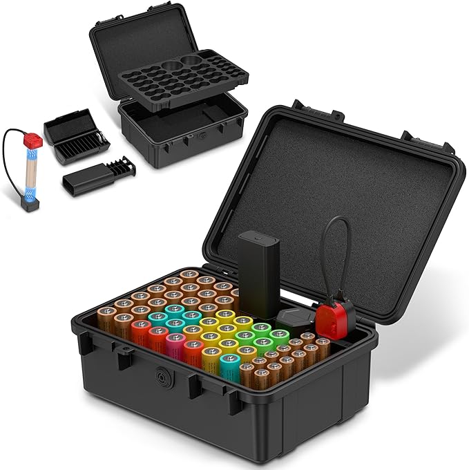 Hard Shell Battery Organizer Holder by Kiorafoto