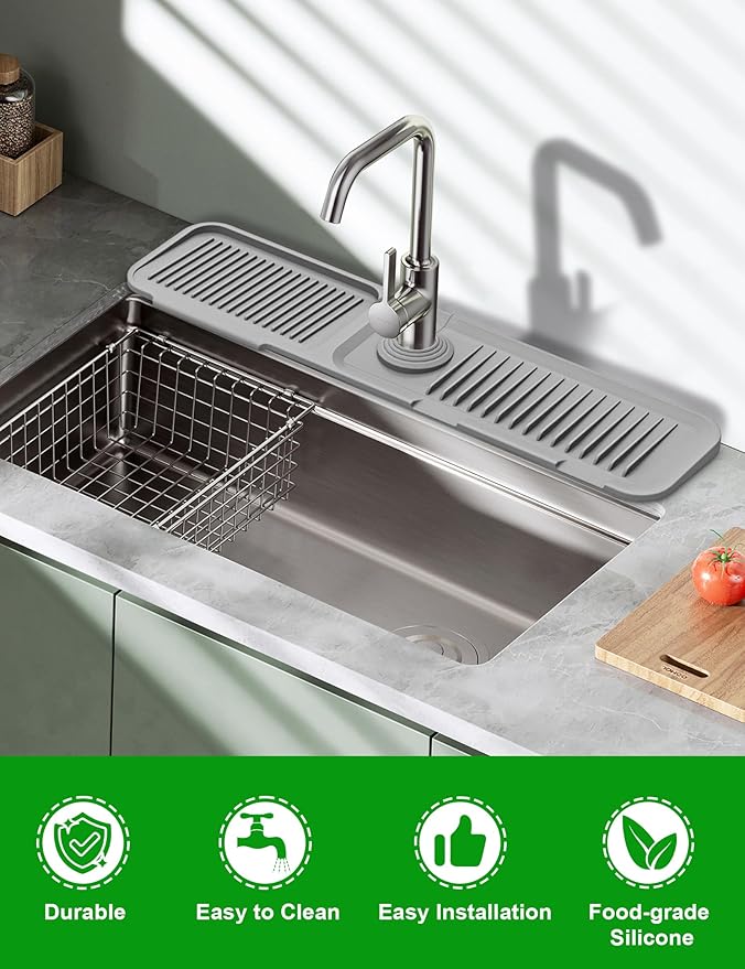 Kitchen Sink Splash Guard, 5°Slope Draining Mat - Image 7