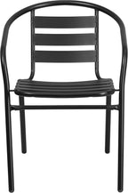 Flash Furniture Aluminum Slat Back Stacking Outdoor Restaurant Chairs, Modern Stackable Patio Chairs for Restaurants, Set of 4, Black - Image 4