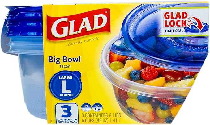 Glad GladWare Big Bowl Food Storage Containers, Large Round Bowl Holds 48 - Image 2