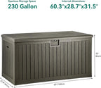 YITAHOME XXL 230 Gallon Large Deck Box,Outdoor Storage for Patio Furniture Cushions,Garden Tools with Flexible Divider,Waterproof,Lockable (Light Brown) - Image 7