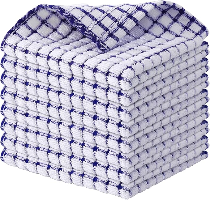 Kitinjoy Cotton 8 Pack Terry Kitchen Dish Cloths, 12 x 12 Inches Super Soft and by Kitinjoy