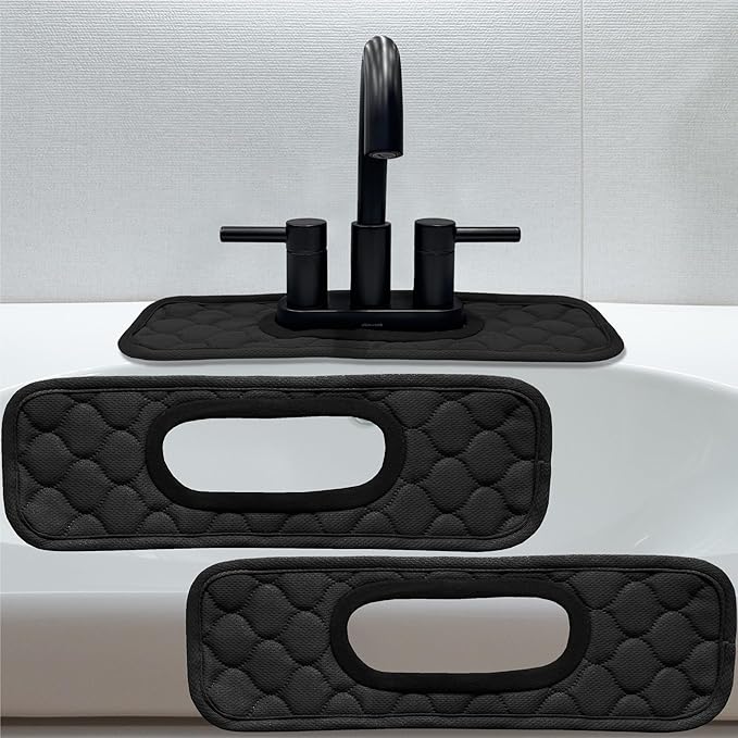 Bathroom Sink Splash Guard Oval-Hole Rectangle-Hole: AHA HOMEWARE, Faucet Mat by AHAHOMEWARE
