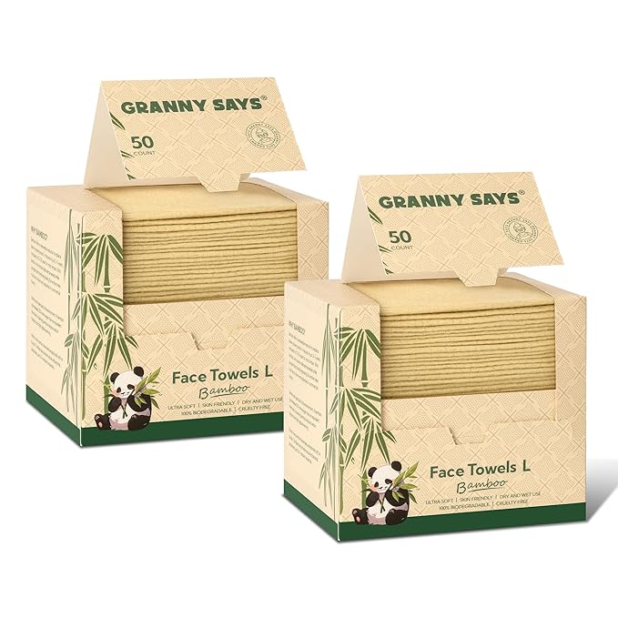 GRANNY SAYS Disposable Face Towels, Bamboo Viscose Face Towelettes Disposable by GRANNYSAYS