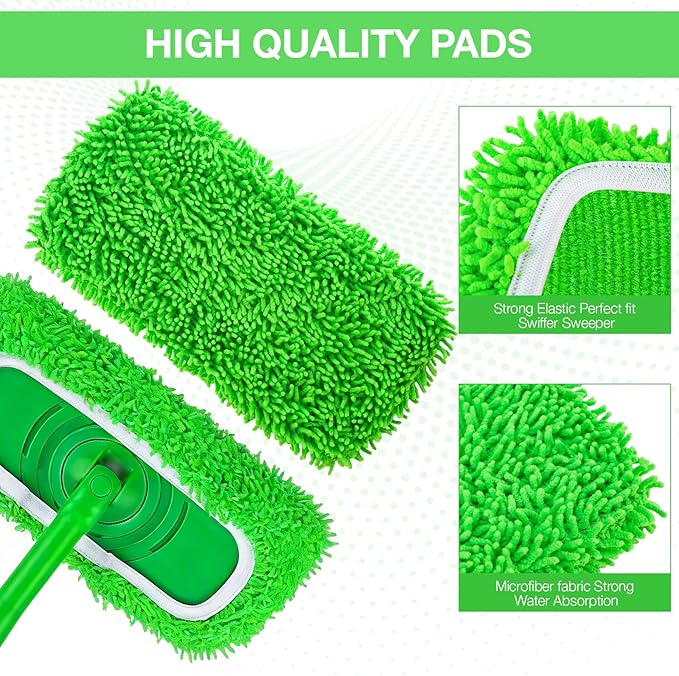 Mop Pads for Swiffer Sweeper Reusable Mop Dry Wet Mop Pad Refills Microfiber - Image 3