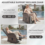3 Pieces Zero Gravity Patio Swivel Rocking Recliner Chairs Set of 2 - Wicker Outdoor Lounge Chair with Side Table, Adjustable Backrest & Footrest, High Back Outdoor Recliner Chair for Pool Deck Gray - Image 5