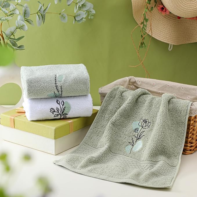 Abstract Botanical Hand Towels Boho Sage Green Botanical Bathroom Decor 14x29 - Image 3